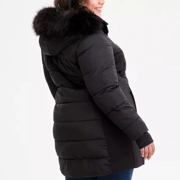 Michael Kors Black Puffer Jacket with Faux Fur Trim - Picture 3 of 8